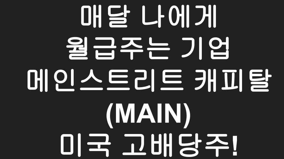  [미국주식] 매달 나에게 월급을 주는 고배당주 메인스트리트 캐피탈 MAIN