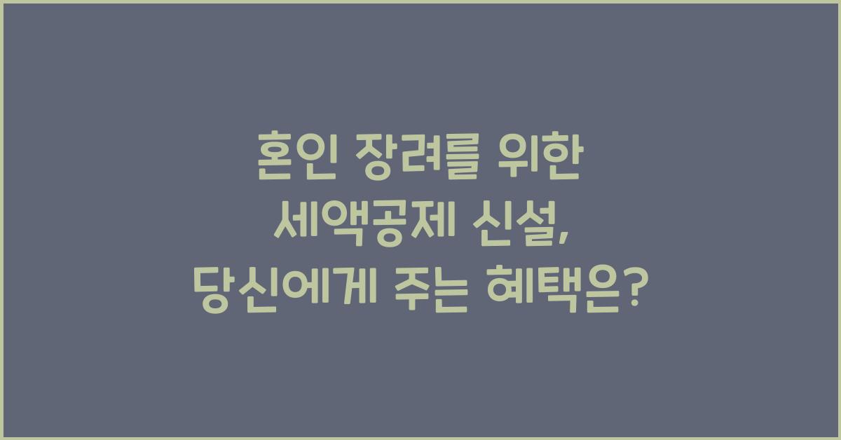 혼인 장려를 위한 세액공제 신설