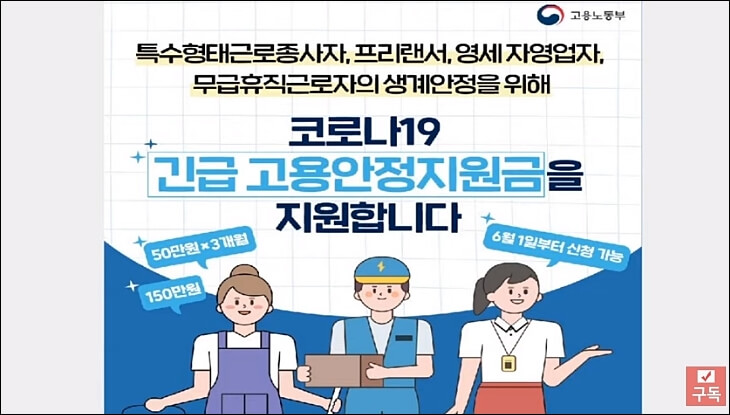  긴급고용안정지원금 무급휴직자, 자영업자, 프리랜서, 고용지원금 150만원 중복지급 신청방법