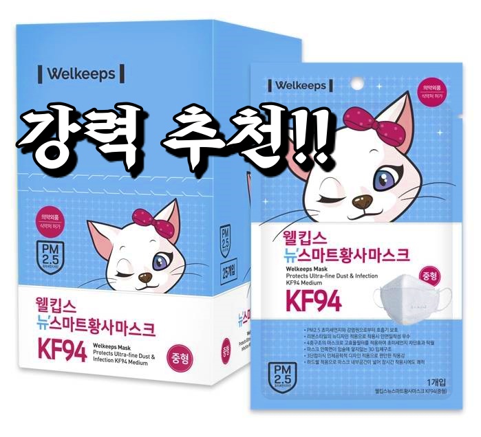  웰킵스 뉴스마트 황사마스크 KF94 중형, 1개입, 25개