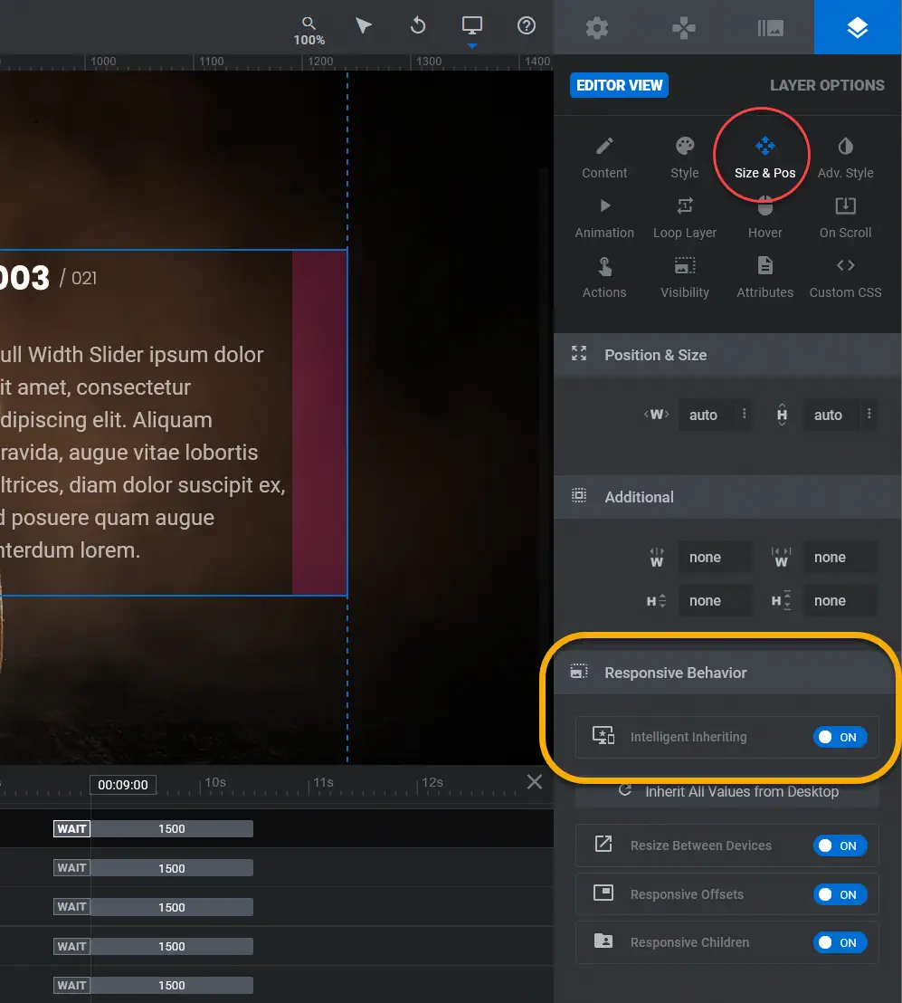 슬라이더 레볼루션 반응형 설정