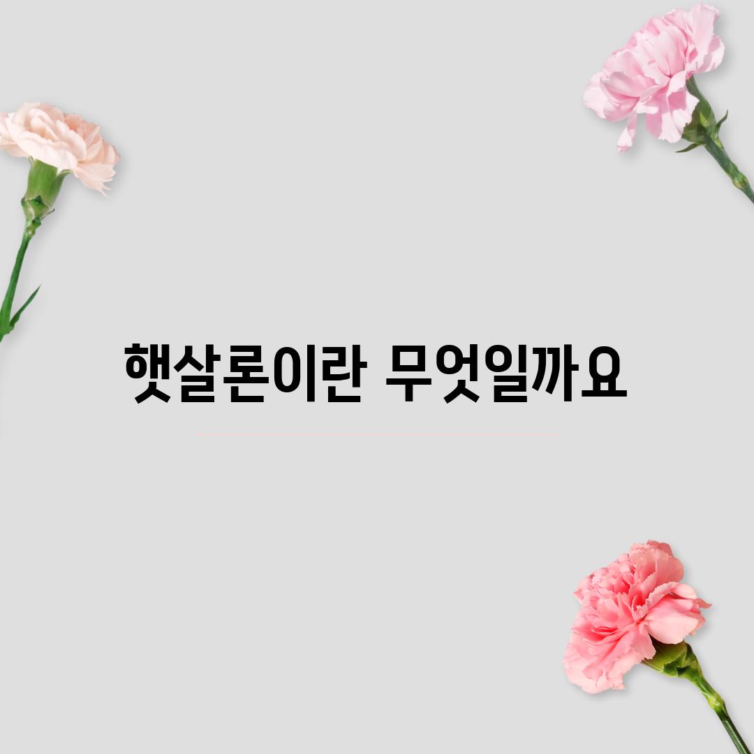 햇살론이란 무엇일까요?