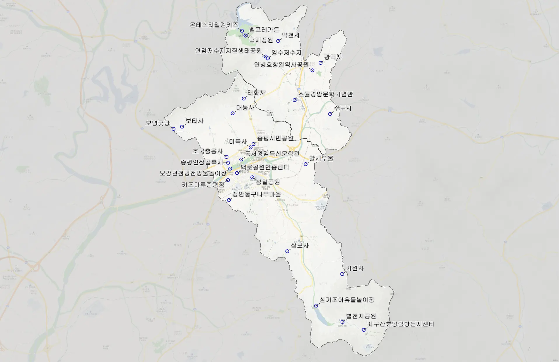 증평 관광지 추천 30 위치도