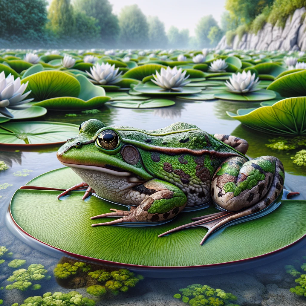 연못위 개구리