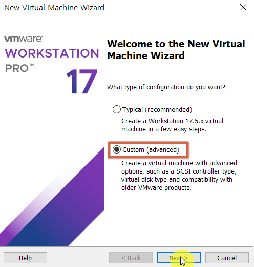 Vmware 설치 마법사 실행 Custom 설치