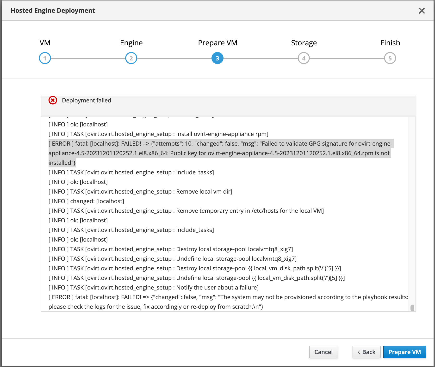 Hosted Engine Deployment - ovirt-engine-appliance-4.5 rpm is not installed
