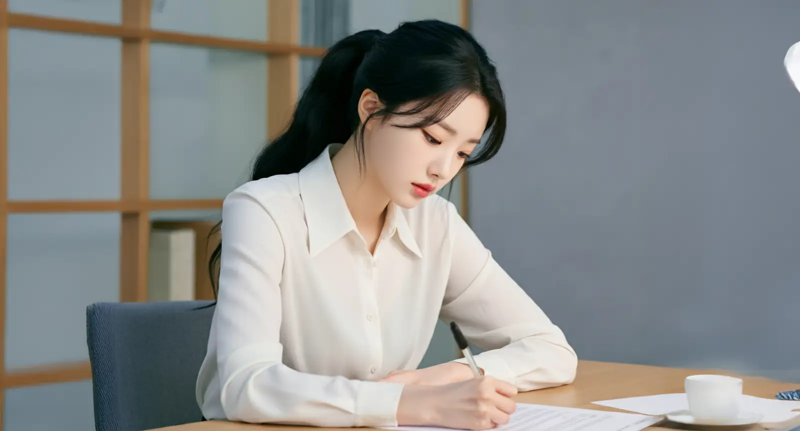문서를 작성하는 여성