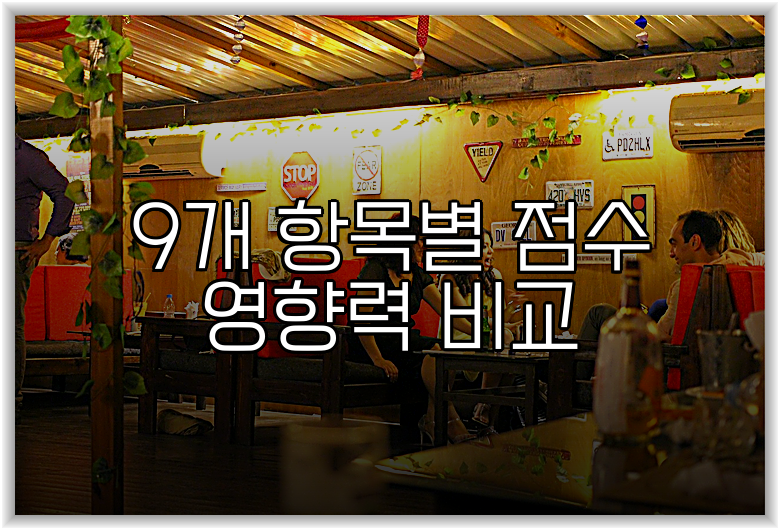 9개 항목별 점수 영향력 비교