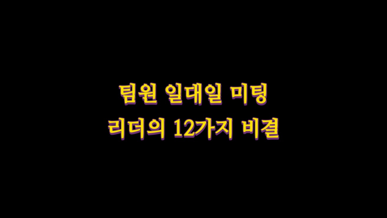  팀원 일대일 미팅잘하는 리더의 12가지 비결