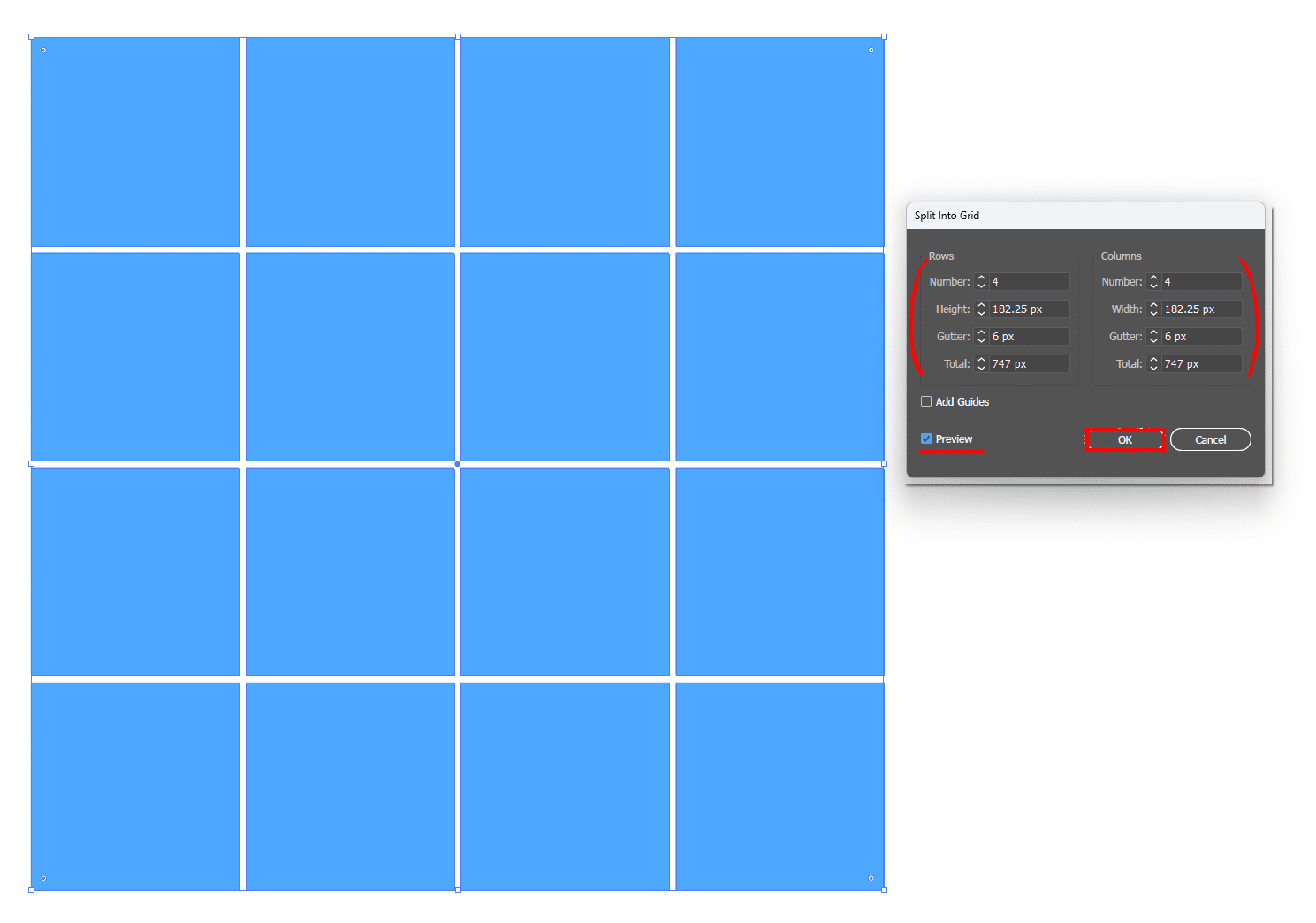illustrator-Split-Into-Grid-setting-check-Preview