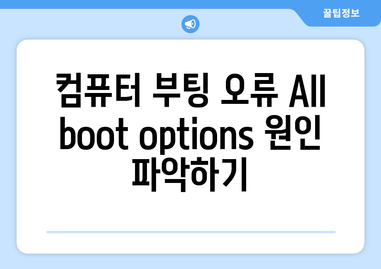 컴퓨터 부팅 오류 All boot options 원인 파악하기