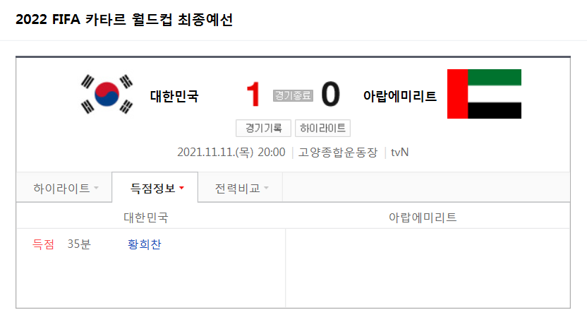 2022 FIFA 카타르 월드컵 최종예선 5차전 - 대한민국 VS 아랍에미리트 경기 하이라이트