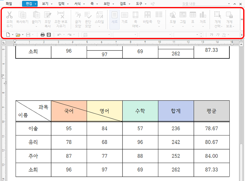 한글 화면의 모습