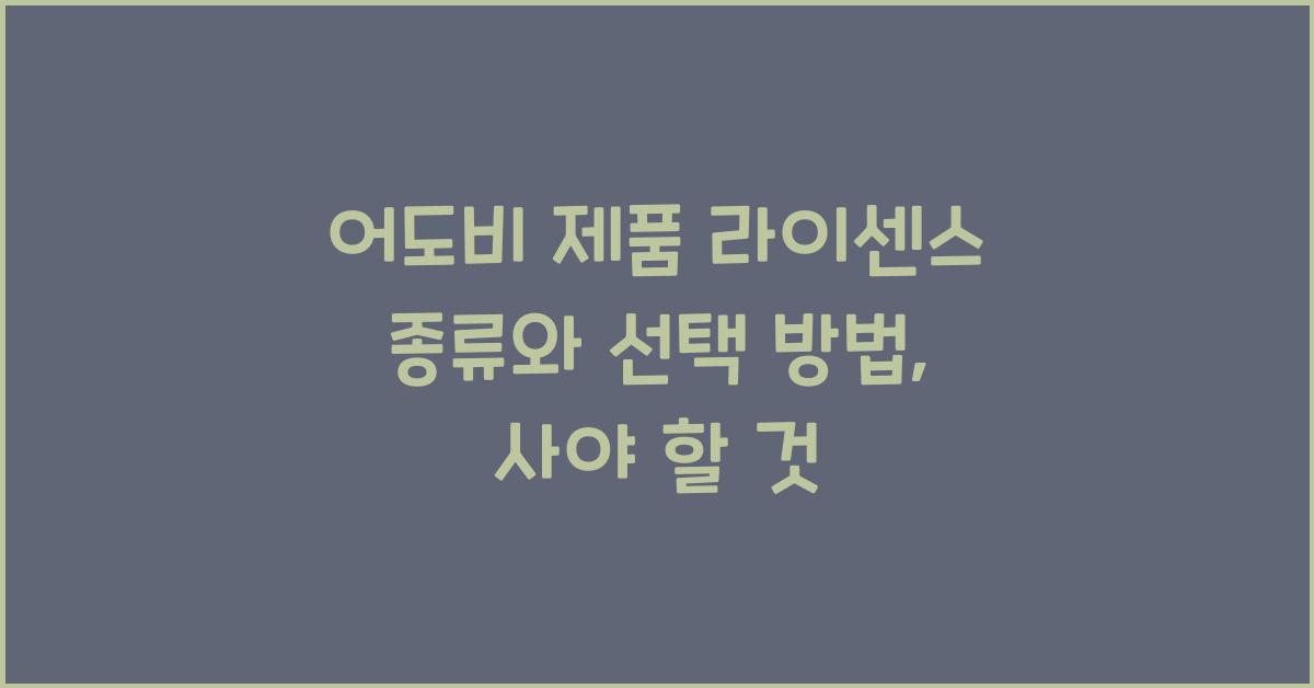 어도비 제품 라이센스 종류와 선택 방법