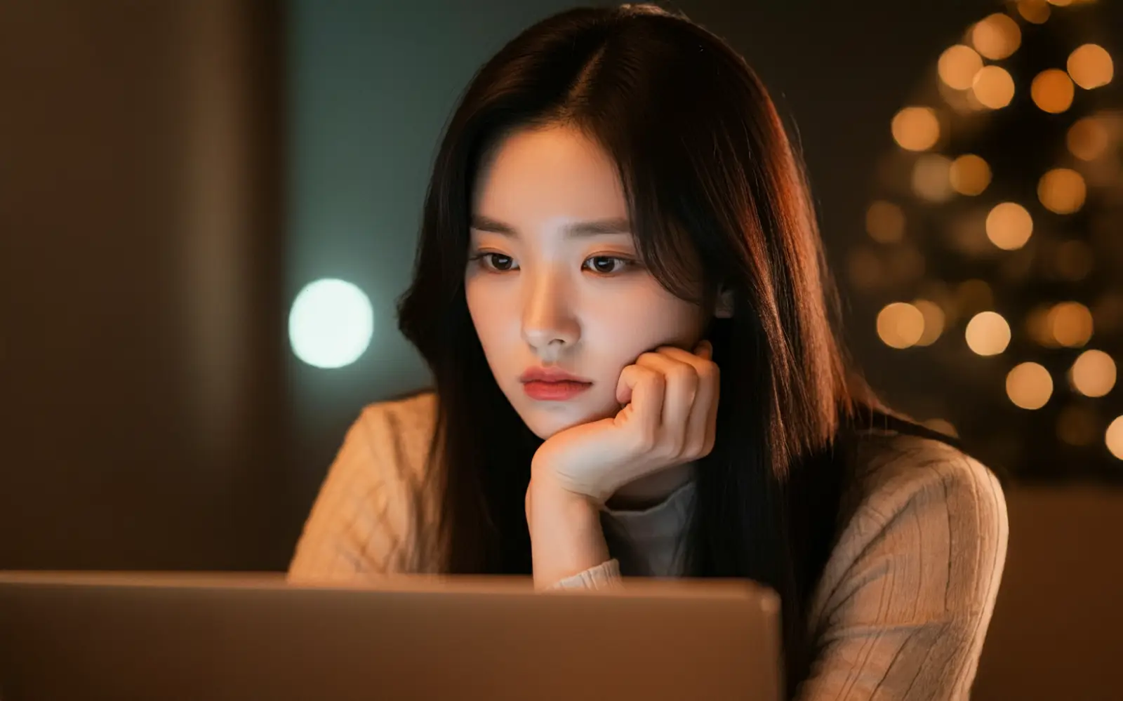 노트북을 사용하는 여성