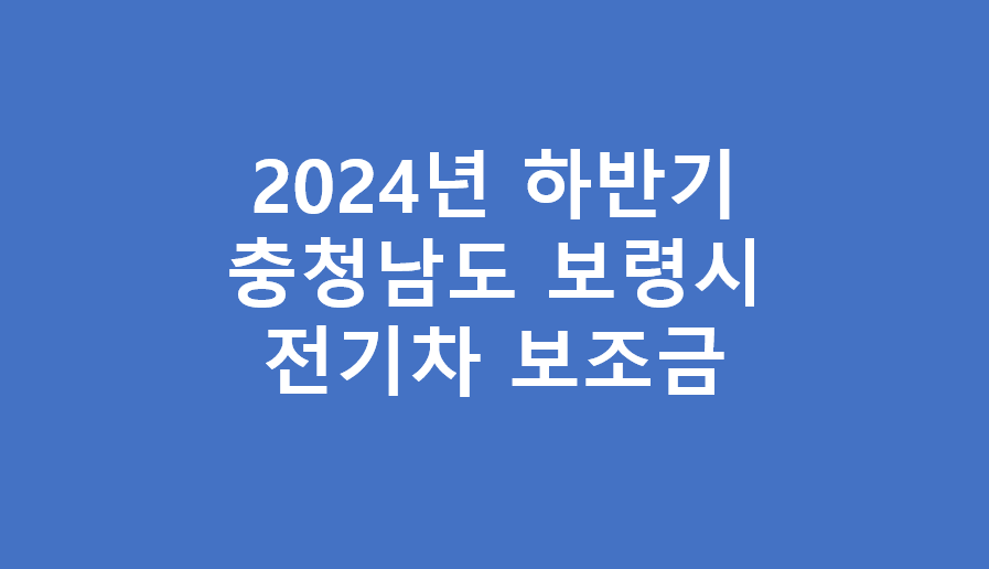 충청남도 보령시 전기차 보조금