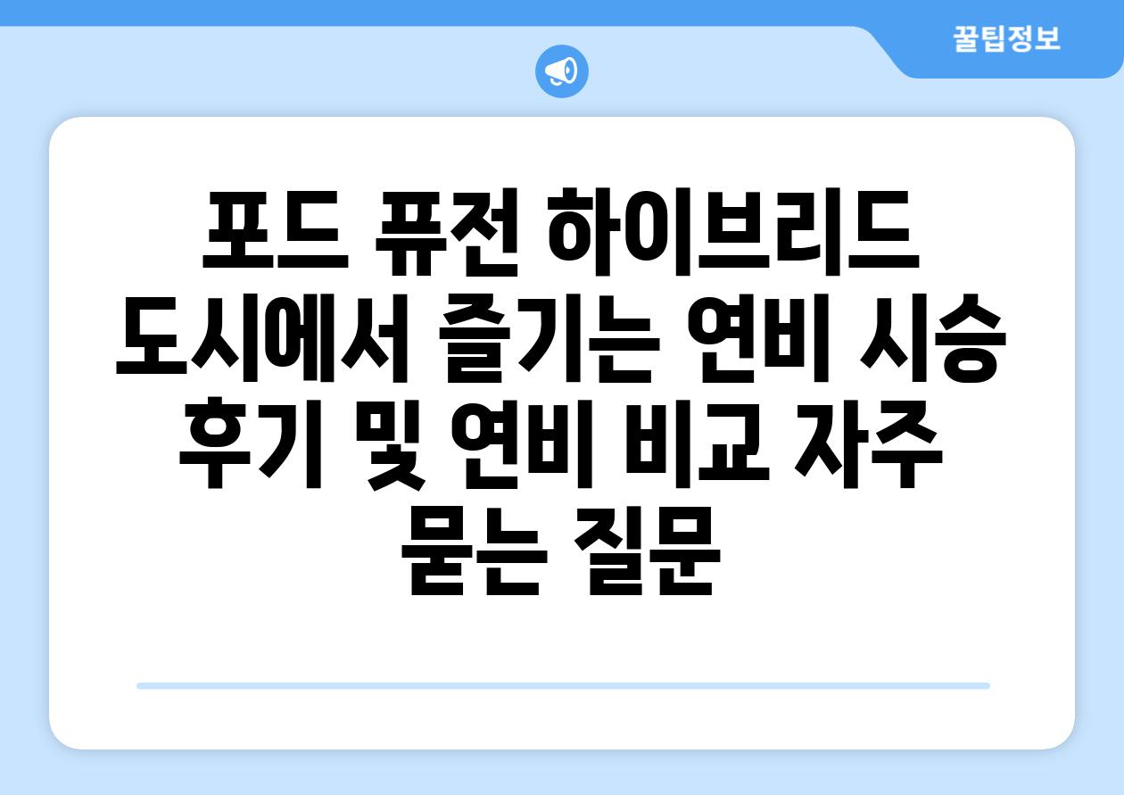 포드 퓨전 하이브리드| 도시에서 즐기는 연비, 시승 후기 및 연비 비교