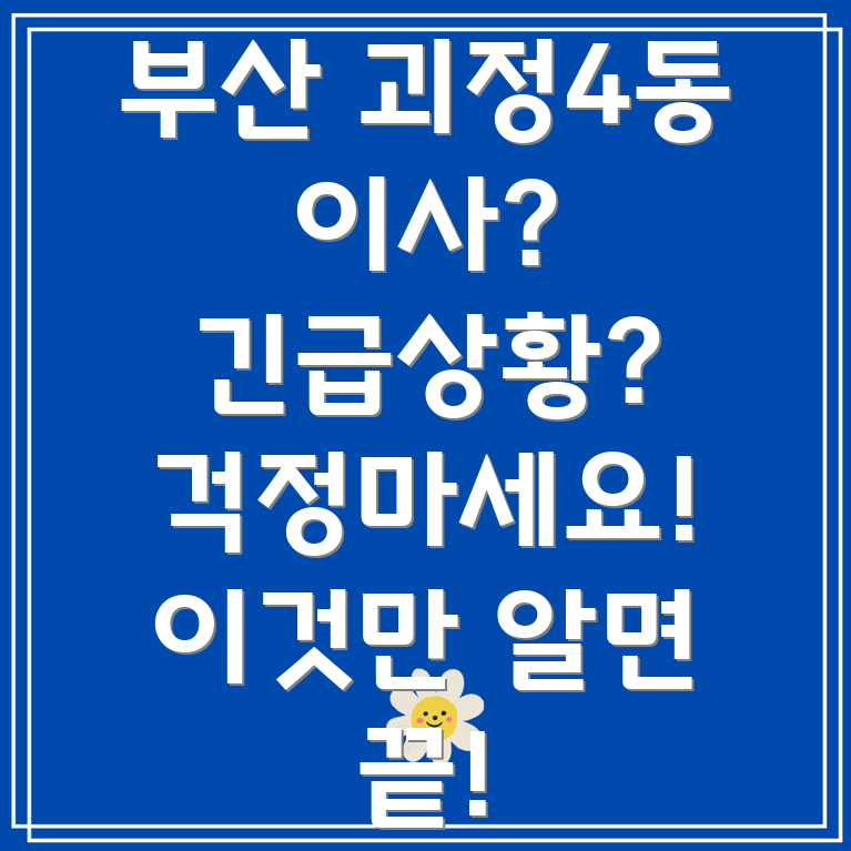 부산 사하구 괴정4동 이사 긴급 상황 대처법