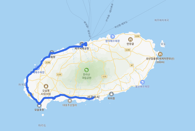  제주 202번버스 노선, 시간표 [제주버스터미널, 민속오일장, 애월, 한림,모슬포,중문관광단지,서귀포터미널]
