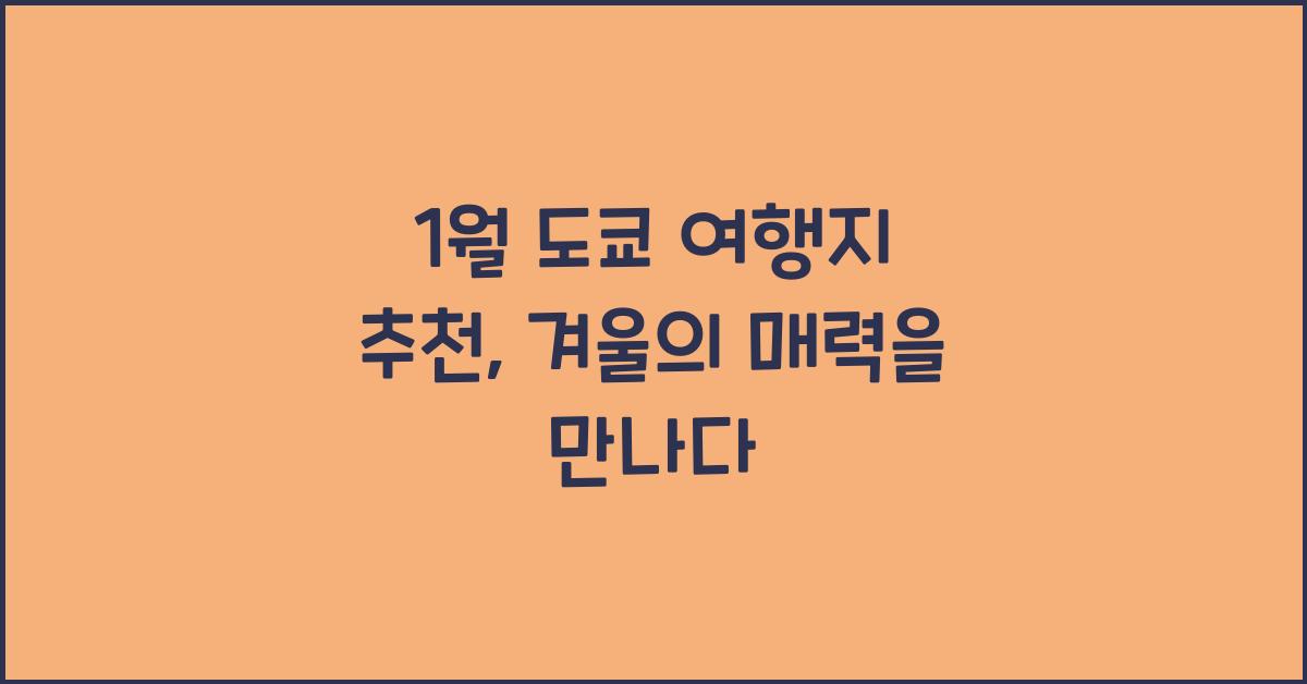 1월 도쿄 여행지 추천