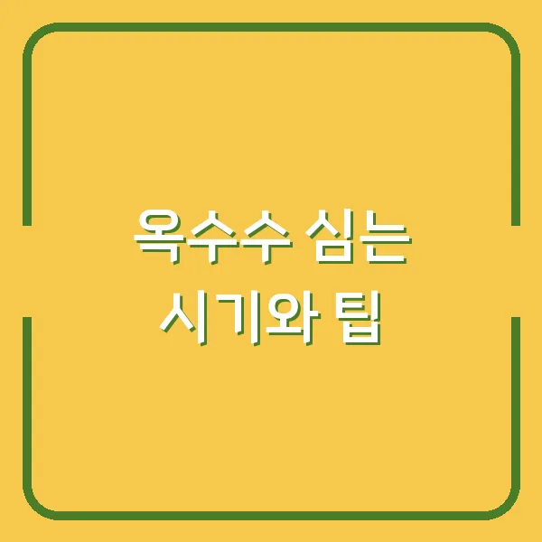 옥수수 심는 시기와 팁