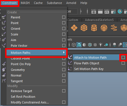 Attach to Motion Path 설정창 위치 설명 이미지