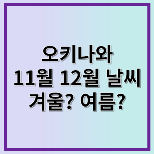 오키나와 11월 12월 날씨 겨울일까? 여름일까?