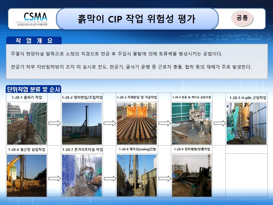  [건설공사 안전비법]_흙막이 CIP 작업 위험성평가표
