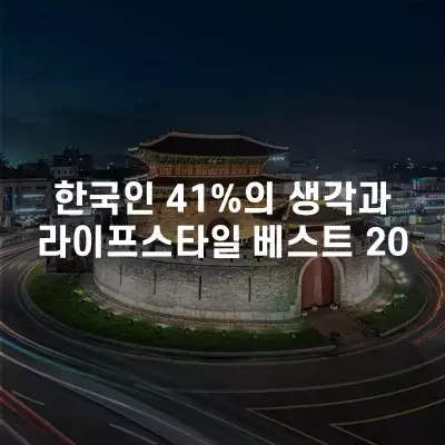 한국인 41%의 생각과 라이프 스타일 베스트 20