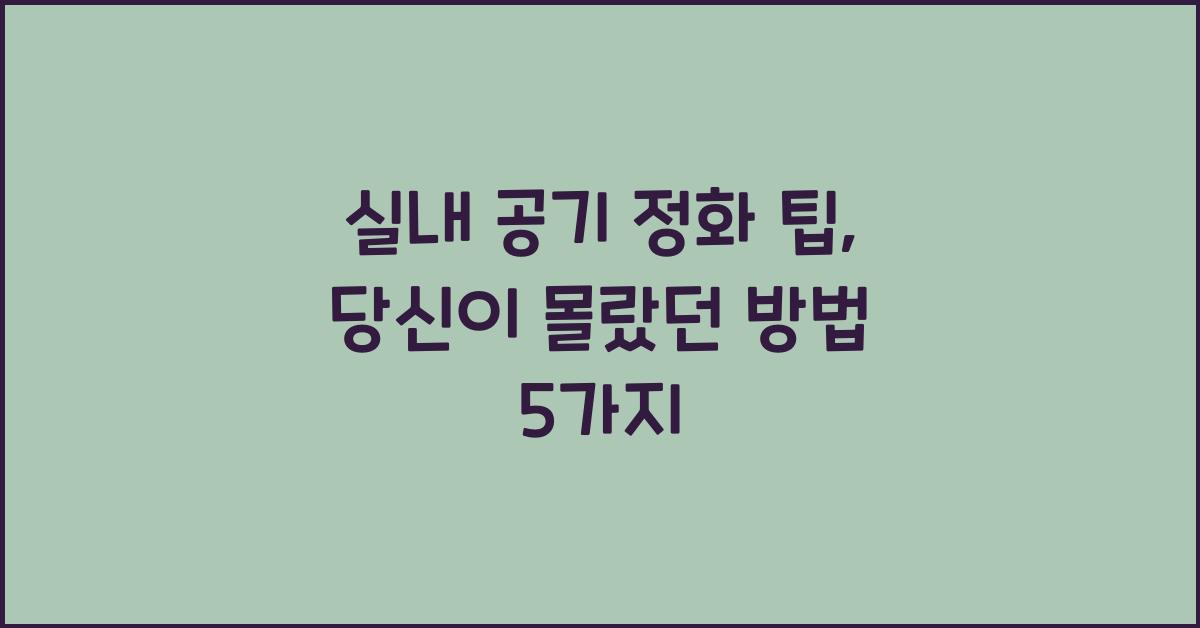 실내 공기 정화 팁