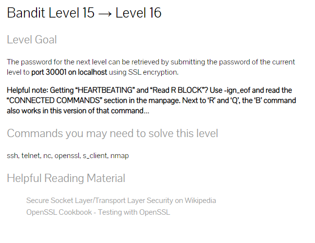  #10 Wargame bandit 8 (Level15 ~ Level17), openssl,nmap명령어, 하트블리드 취약점