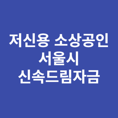 서울시 신속드림자금 신청방법 자격 대상