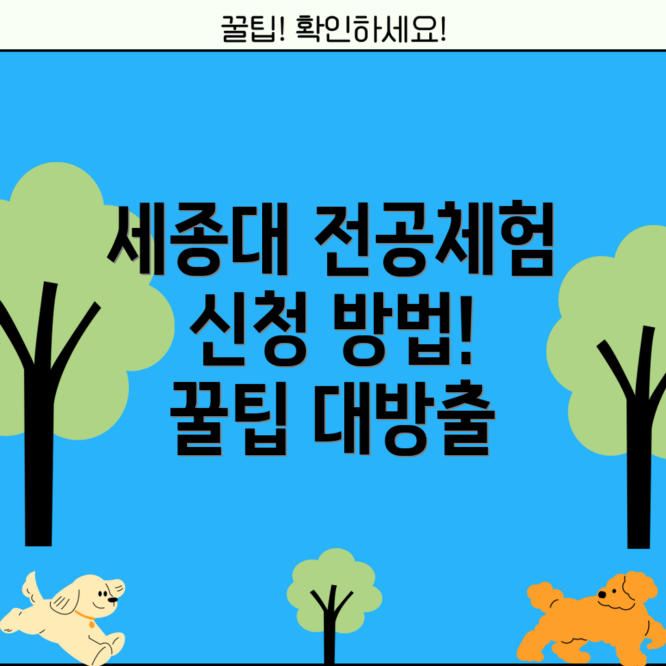 세종대 전공체험 신청 완벽 가이드 방법과 유의사항