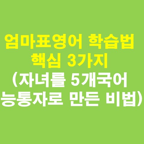 엄마표영어 학습법 핵심 3가지(자녀를 5개국어 능통자로 만든 비법)