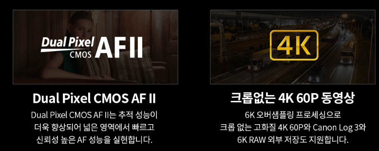 캐논 EOS R6 Mark2 크롭없는 4K 60P 동영상 촬영 가능