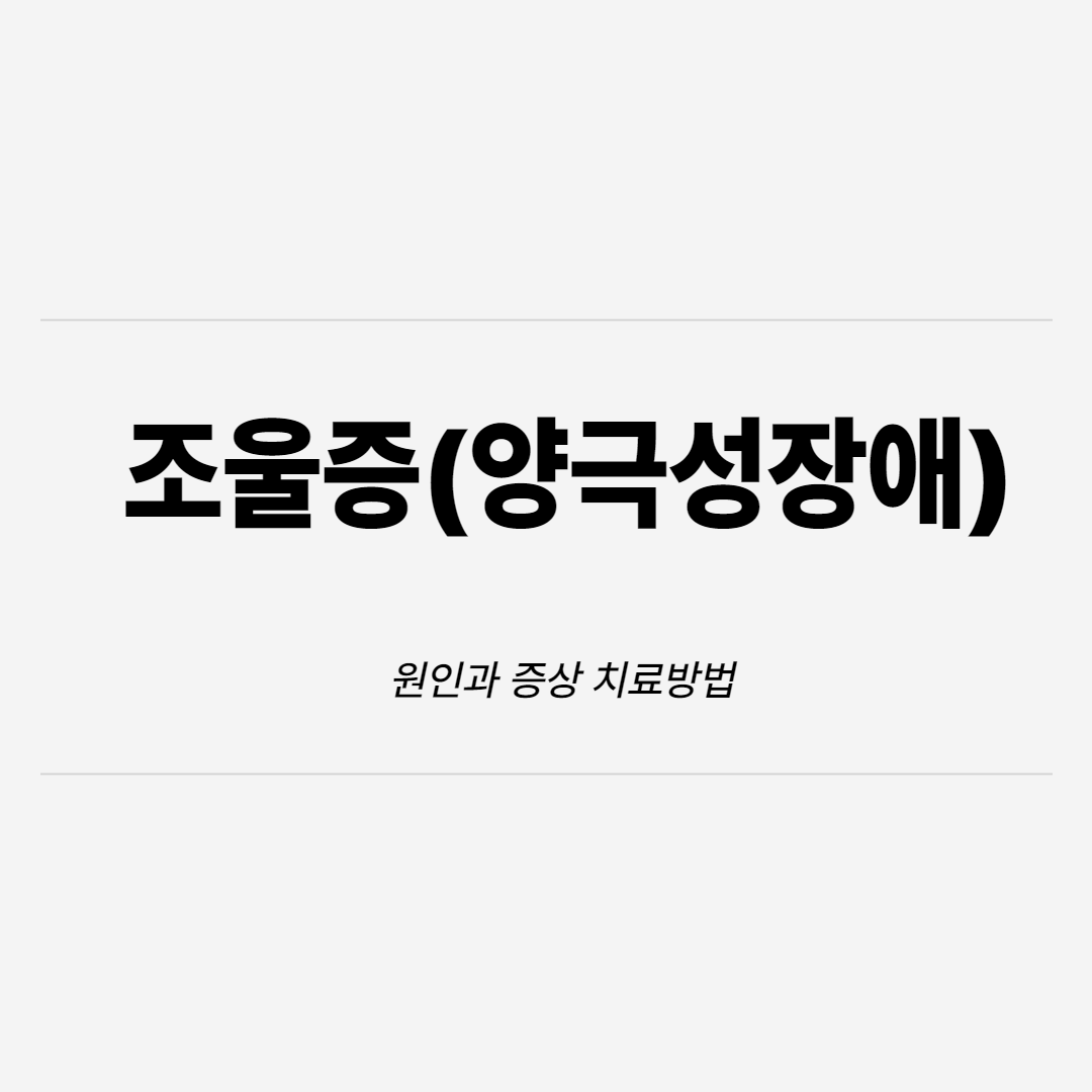 조울증 원인과 증상 치료방법 (양극성 장애)