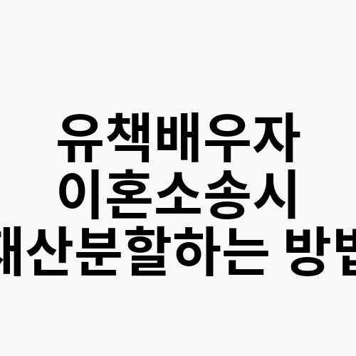 유책배우자 이혼소송시 재산분할하는 방법