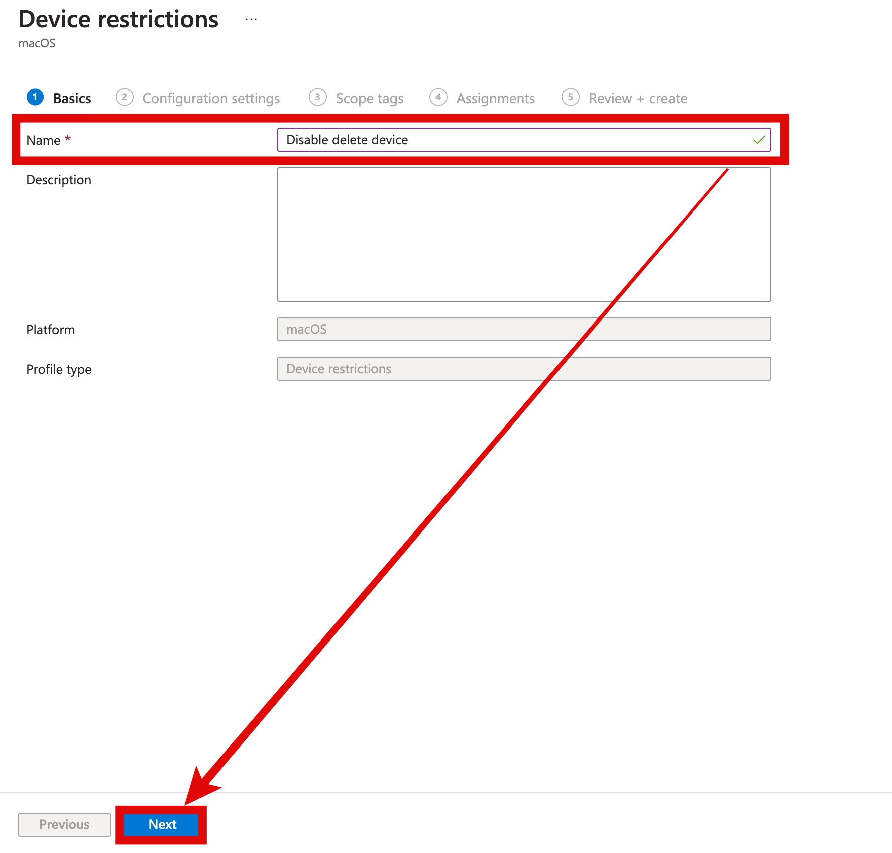 Intune Profile name