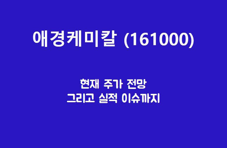  애경케미칼 (161000) 주가, 실적, 전망, 기업분석