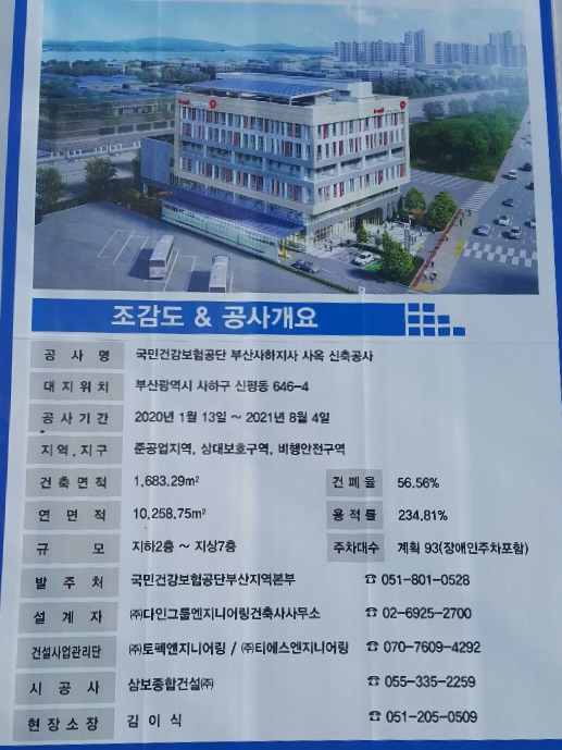  국민건강연금공단 고객센터와 사하지사 이전 계획입니다.