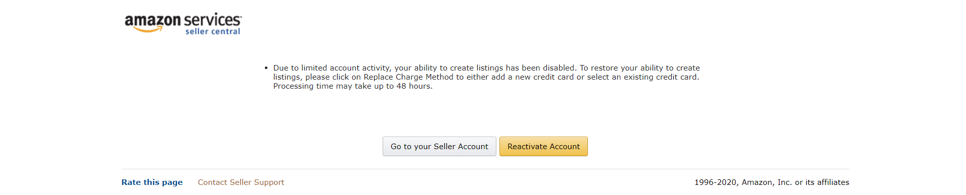  Due to limited account activity 로 시작하는 아마존 에러