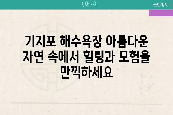 기지포 해수욕장 아름다운 자연 속에서 힐링과 모험을 만끽하세요