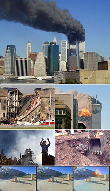 911 테러 장면과 복구 장면