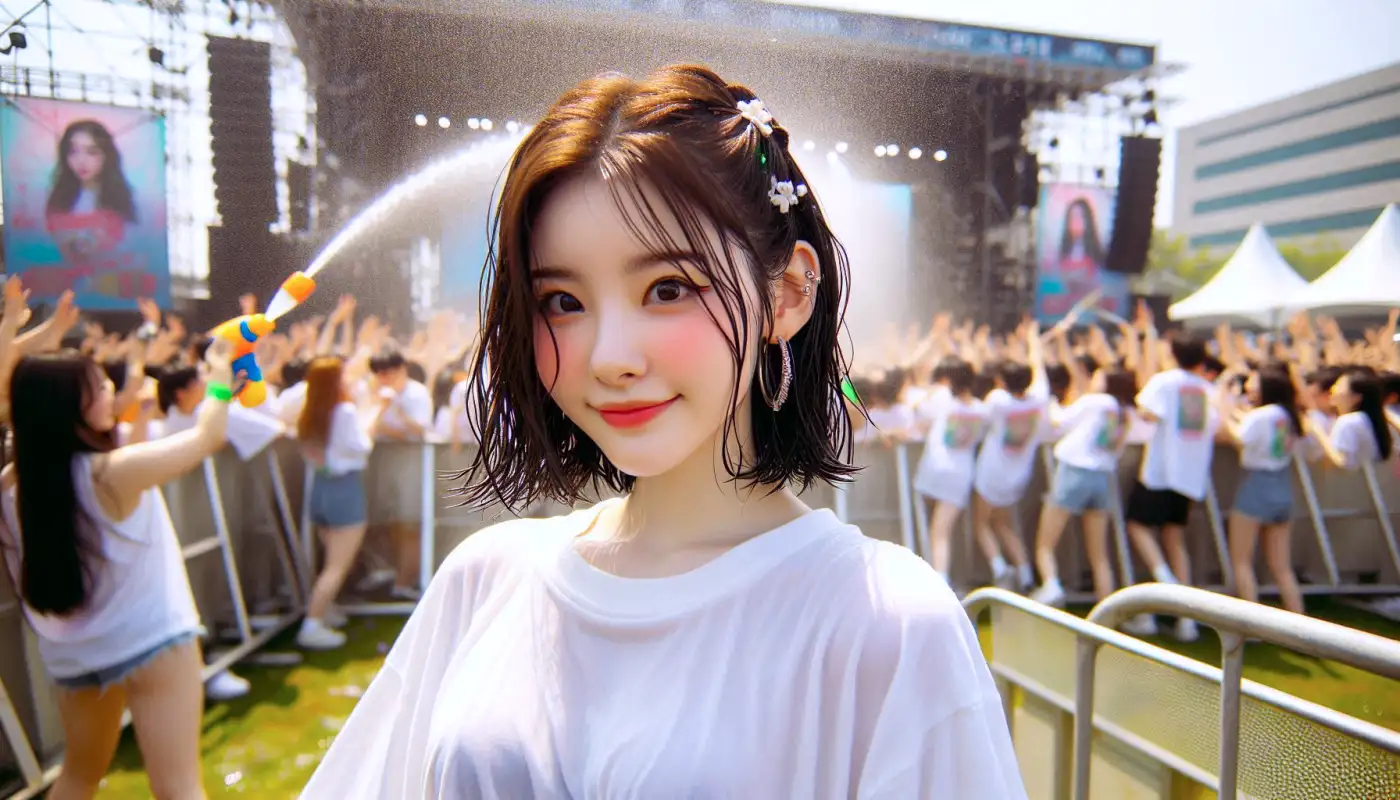 워터밤-장소-대전에서-페스티벌을-즐기는-여성의-모습