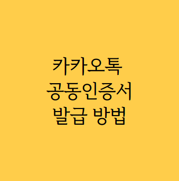 카카오톡 공동인증서 발급 방법