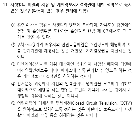  2019년 입법고시 헌법 해설 11번~15번