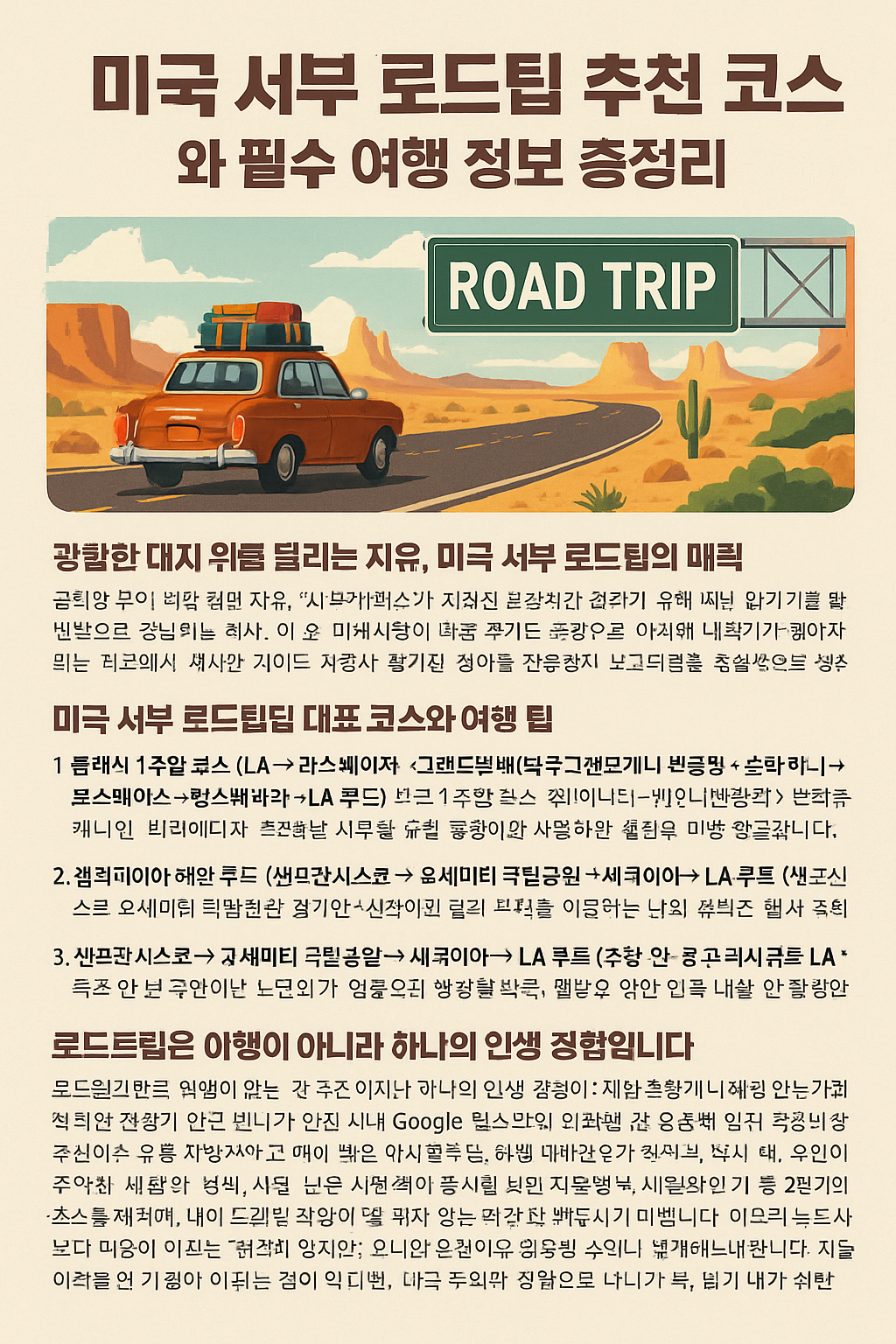 미국 서부 로드트립 추천 코스와 필수 여행 정보 총정리
