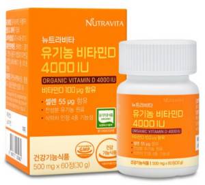 뉴트라비타 유기농 비타민D 4000IU 2개월분&#44; 500mg x 60정&#44; 1개