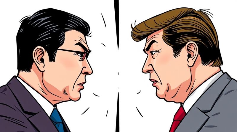 정치적 양극화를 상징하는 대립하는 두 인물 그림