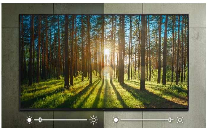 LG 86인치 TV의 자동 밝기 조정 기능 안내 사진입니다.